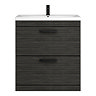 Brooklyn 800mm Black Vanity Unit - Floor Standing 2 Drawer Unit with Matt Black Handles