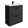 Brooklyn 800mm Black Vanity Unit - Floor Standing 2 Drawer Unit with Matt Black Handles
