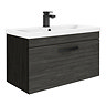 Brooklyn 800mm Black Wall Hung Vanity Unit - Single Drawer with Matt Black Handle
