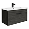 Brooklyn 800mm Black Wall Hung Vanity Unit - Single Drawer with Matt Black Handle