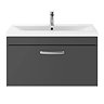 Brooklyn 800mm Gloss Grey 1 Drawer Wall Hung Vanity Unit  Feature Large Image