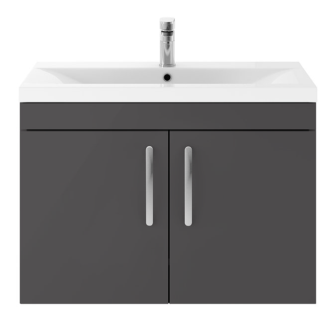 Brooklyn 800mm Gloss Grey 2 Door Wall Hung Vanity Unit Standard Large Image