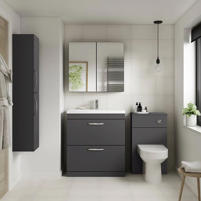 Brooklyn 800mm Gloss Grey 2 Drawer Floor Standing Vanity Unit Standard Large Image