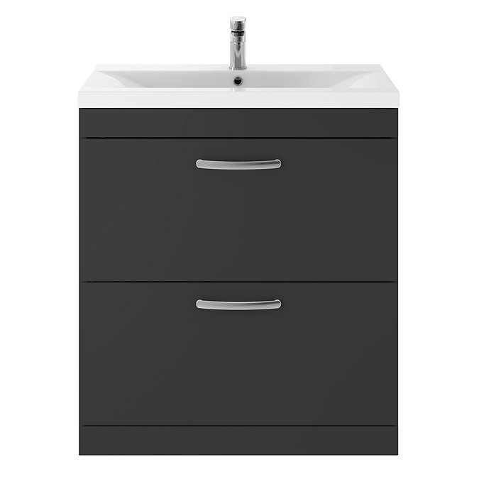 Brooklyn 800mm Gloss Grey 2 Drawer Floor Standing Vanity Unit Feature Large Image