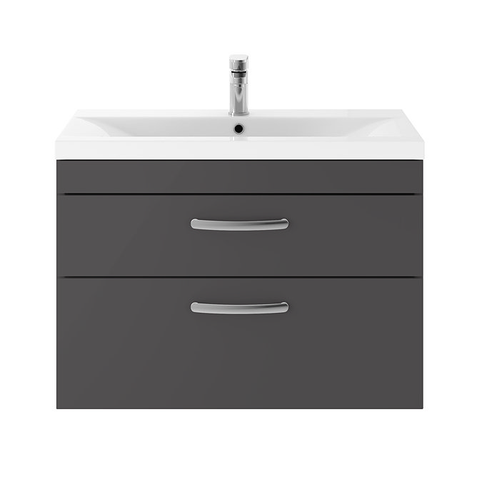Brooklyn 800mm Gloss Grey 2 Drawer Wall Hung Vanity Unit Standard Large Image
