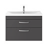 Brooklyn 800mm Gloss Grey 2 Drawer Wall Hung Vanity Unit  Standard Large Image