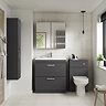 Brooklyn 800mm Gloss Grey Bathroom Mirror Cabinet - 2 Door  Profile Large Image