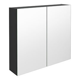 Brooklyn 800mm Gloss Grey Bathroom Mirror Cabinet - 2 Door Medium Image