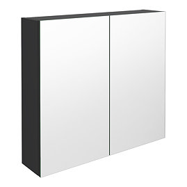 Brooklyn 800mm Gloss Grey Bathroom Mirror Cabinet - 2 Door Large Image