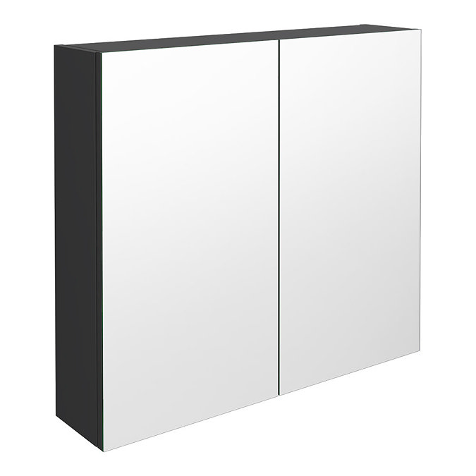 Brooklyn 800mm Gloss Grey Bathroom Mirror Cabinet - 2 Door Large Image