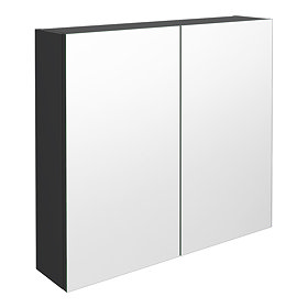 Brooklyn 800mm Gloss Grey Bathroom Mirror Cabinet - 2 Door Large Image