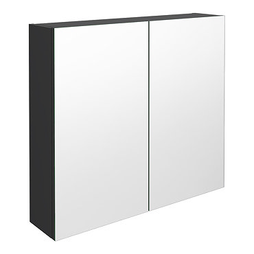 Brooklyn 800mm Gloss Grey Bathroom Mirror Cabinet - 2 Door  Profile Large Image