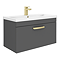Brooklyn 800mm Natural Oak Wall Hung Vanity Unit - Single Drawer with Brushed Brass Handle