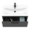 Brooklyn 800mm Gloss Grey Wall Hung Vanity Unit - Single Drawer with Matt Black Handle