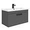 Brooklyn 800mm Gloss Grey Wall Hung Vanity Unit - Single Drawer with Matt Black Handle
