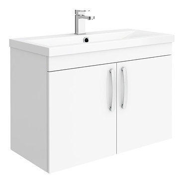 Brooklyn 800mm Gloss White 2 Door Wall Hung Vanity Unit  Profile Large Image