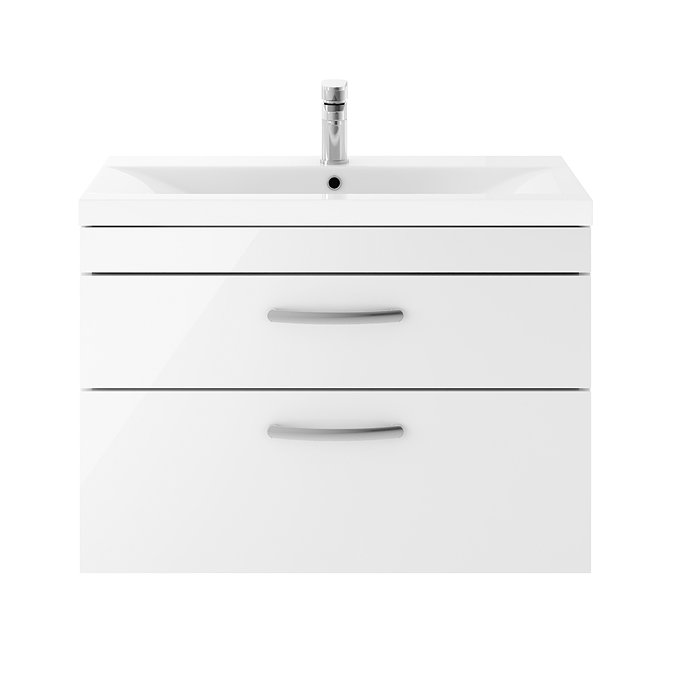 Brooklyn 800mm Gloss White 2 Drawer Wall Hung Vanity Unit Feature Large Image