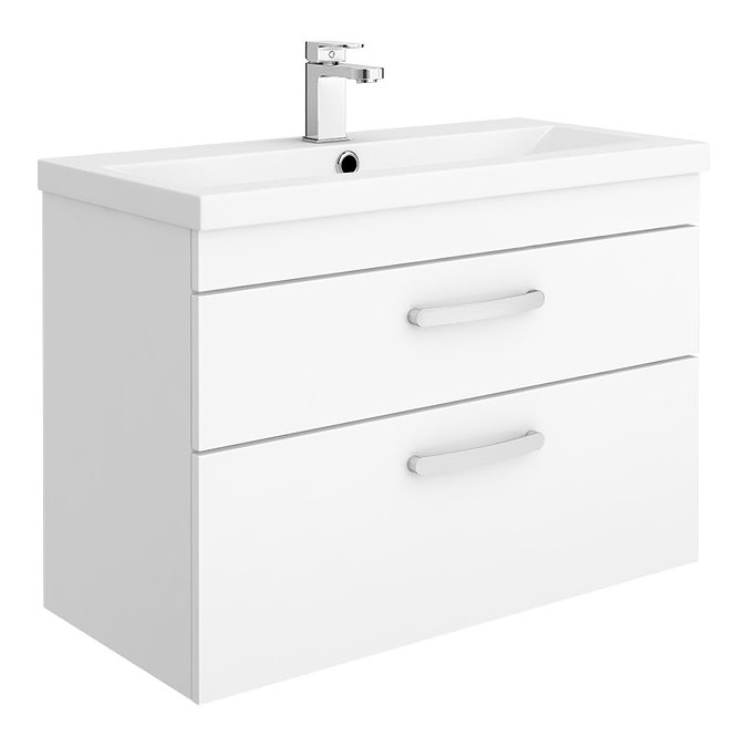 Brooklyn 800mm Gloss White 2 Drawer Wall Hung Vanity Unit | Victorian ...