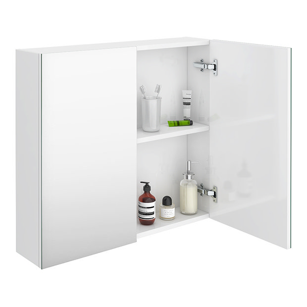Brooklyn 800mm Gloss White Bathroom Mirror 2 Door Victorian
