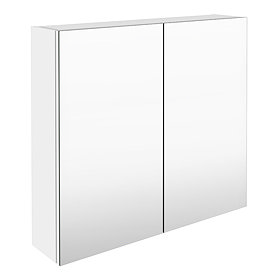 Brooklyn 800mm Gloss White Bathroom Mirror Cabinet - 2 Door Large Image