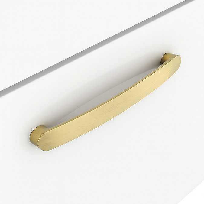 Brooklyn 800mm White Gloss Wall Hung Vanity Unit - Single Drawer with Brushed Brass Handle