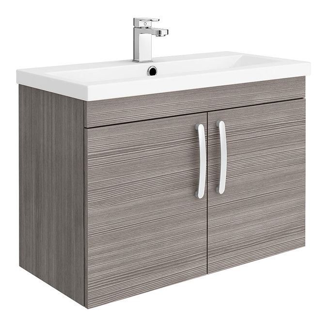 Brooklyn 800mm Grey Avola 2 Door Wall Hung Vanity Unit Large Image