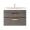Brooklyn 800mm Grey Avola 2 Drawer Wall Hung Vanity Unit  In Bathroom Large Image