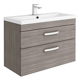 Brooklyn 800mm Grey Avola 2 Drawer Wall Hung Vanity Unit Large Image