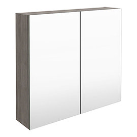 Brooklyn 800mm Grey Avola Bathroom Mirror Cabinet - 2 Door Medium Image