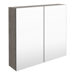 Brooklyn 800mm Grey Avola Bathroom Mirror Cabinet - 2 Door Large Image