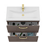 Brooklyn 800mm Grey Avola Vanity Unit - Floor Standing 2 Drawer Unit with Brushed Brass Handles
