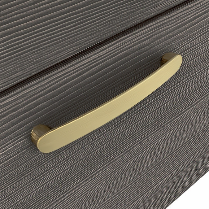 Brooklyn 800mm Grey Avola Wall Hung Vanity Unit - Single Drawer With Brushed Brass Handle