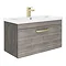 Brooklyn 800mm Grey Avola Wall Hung Vanity Unit - Single Drawer with Brushed Brass Handle