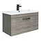 Brooklyn 800mm Grey Avola Wall Hung Vanity Unit - Single Drawer with Matt Black Handle