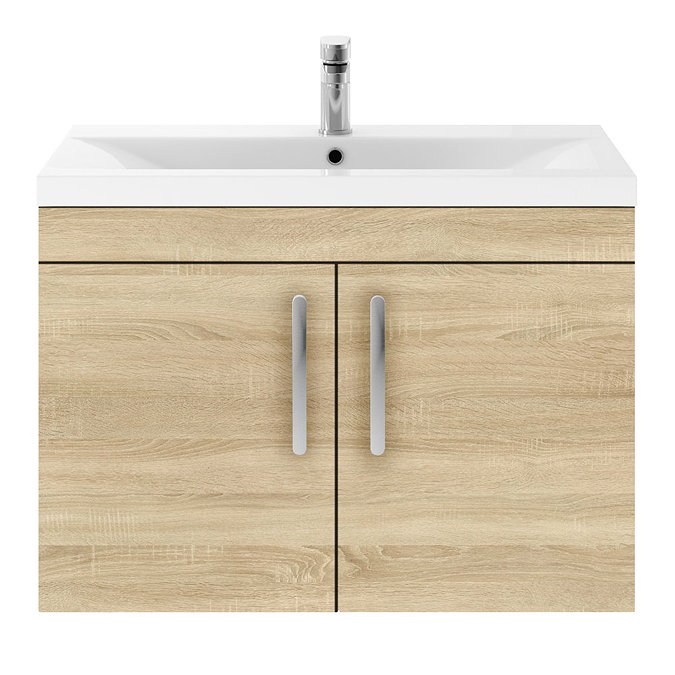 Brooklyn 800mm Natural Oak 2 Door Wall Hung Vanity Unit Standard Large Image