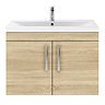 Brooklyn 800mm Natural Oak 2 Door Wall Hung Vanity Unit  Standard Large Image