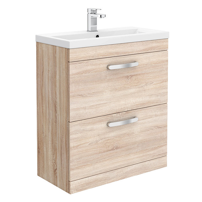 Brooklyn 800mm Natural Oak Vanity Unit - Floor Standing 2 Door Unit Large Image