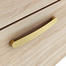 Brooklyn 800mm Natural Oak Wall Hung Vanity Unit - Single Drawer with Brushed Brass Handle
