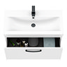 Brooklyn 800mm White Gloss Wall Hung Vanity Unit - Single Drawer with Matt Black Handle
