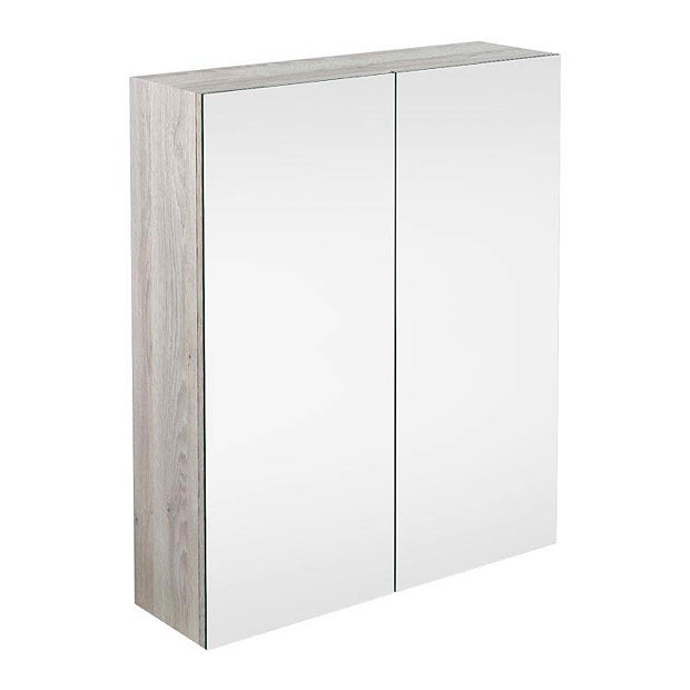 Brooklyn Bathroom Mirror 2 Door Grey Brown Avola 600mm at