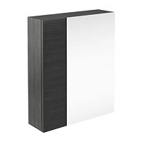 Brooklyn Bathroom Mirror & Fascia Cabinet - Black - 600mm Large Image