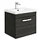 Brooklyn Bathroom Suite - Black with Chrome Handle - 500mm Wall Hung Vanity & Toilet Profile Large