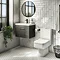 Brooklyn Bathroom Suite - Black with Chrome Handle - 500mm Wall Hung Vanity & Toilet  Large Image