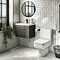 Brooklyn Bathroom Suite - Black with Chrome Handle - 500mm Wall Hung Vanity & Toilet Large Image