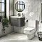 Brooklyn Bathroom Suite - Gloss Grey with Chrome Handle - 500mm Wall Hung Vanity & Toilet  Large Ima