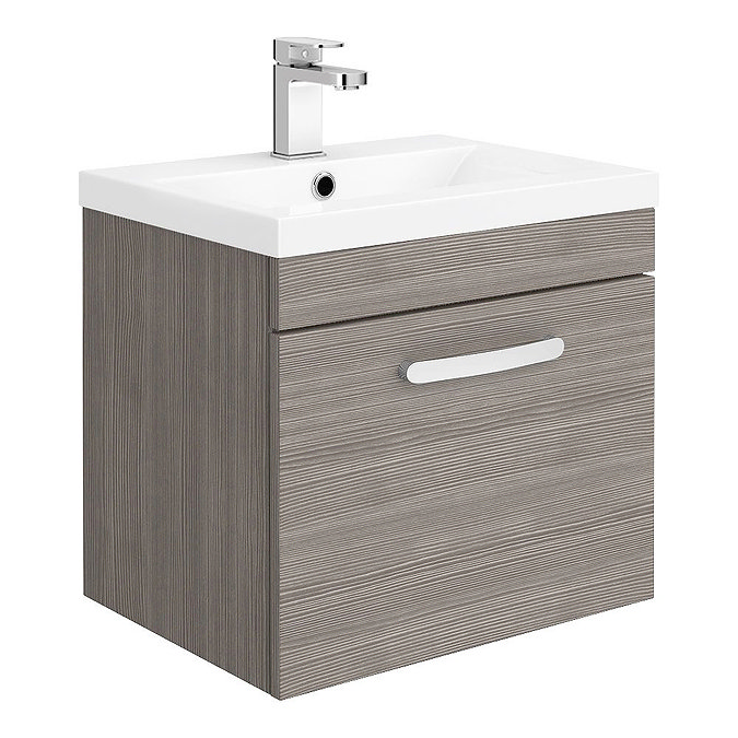 Brooklyn Bathroom Suite - Grey Avola with Chrome Handle - 500mm Wall Hung Vanity & Toilet  additional Large Image