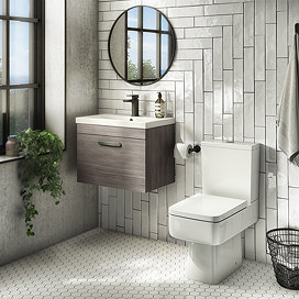 Brooklyn Bathroom Suite - Grey Avola with Chrome Handle - 500mm Wall Hung Vanity & Toilet Large Ima