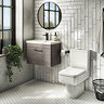 Brooklyn Bathroom Suite - Grey Avola with Chrome Handle - 500mm Wall Hung Vanity & Toilet  Large Ima