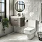 Brooklyn Bathroom Suite - Grey Avola with Chrome Handle - 500mm Wall Hung Vanity & Toilet  Large Ima