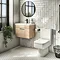 Brooklyn Bathroom Suite - Natural Oak with Chrome Handle - 500mm Wall Hung Vanity & Toilet Large Ima